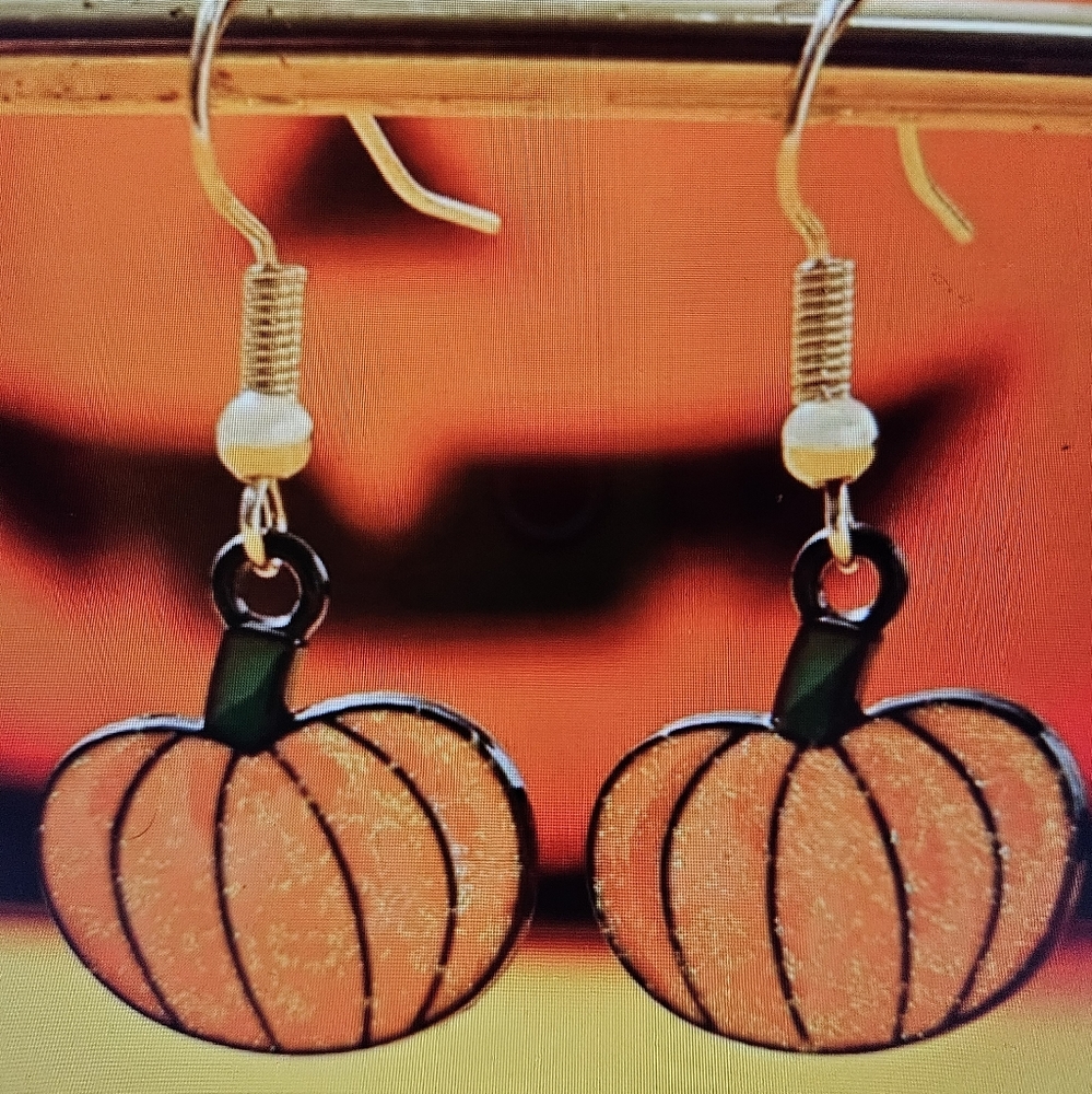 A Girl Thing Orange Pumpkin Dangle Earrings